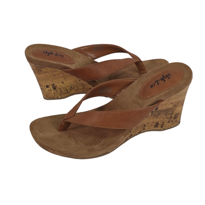 STYLE & CO Women's Chicklet Wedge Thong Sandals