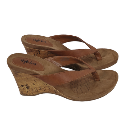 STYLE & CO Women's Chicklet Wedge Thong Sandals