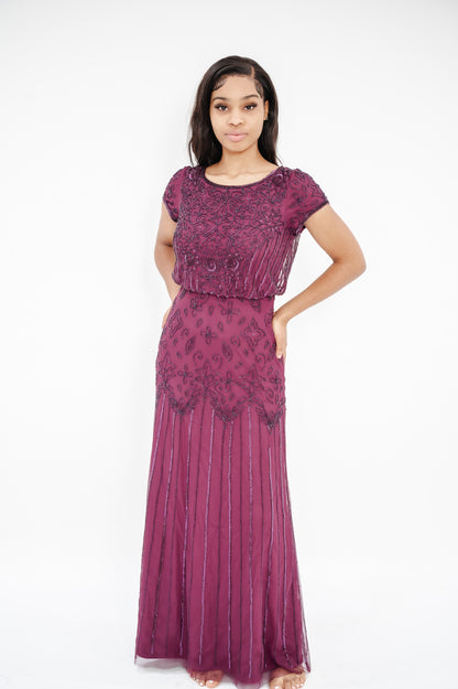 ADRIANNA PAPELL Bead-Illusion Blouson Dress