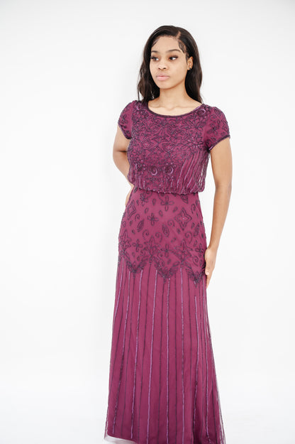 ADRIANNA PAPELL Bead-Illusion Blouson Dress