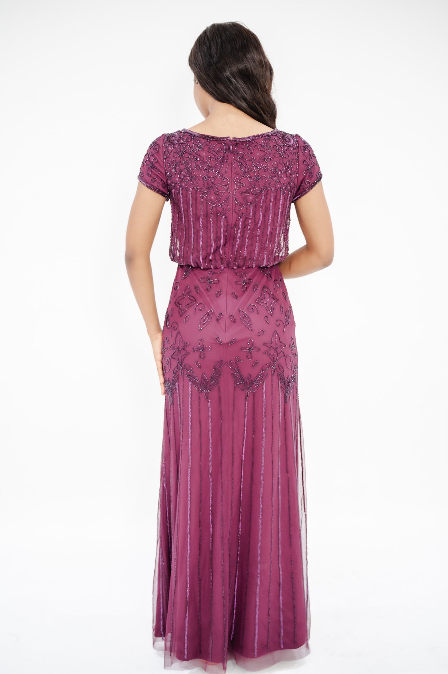 ADRIANNA PAPELL Bead-Illusion Blouson Dress