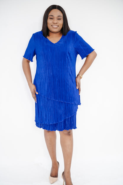 CONNECTED Plus Size V-Neck Short-Sleeve Tiered Dress