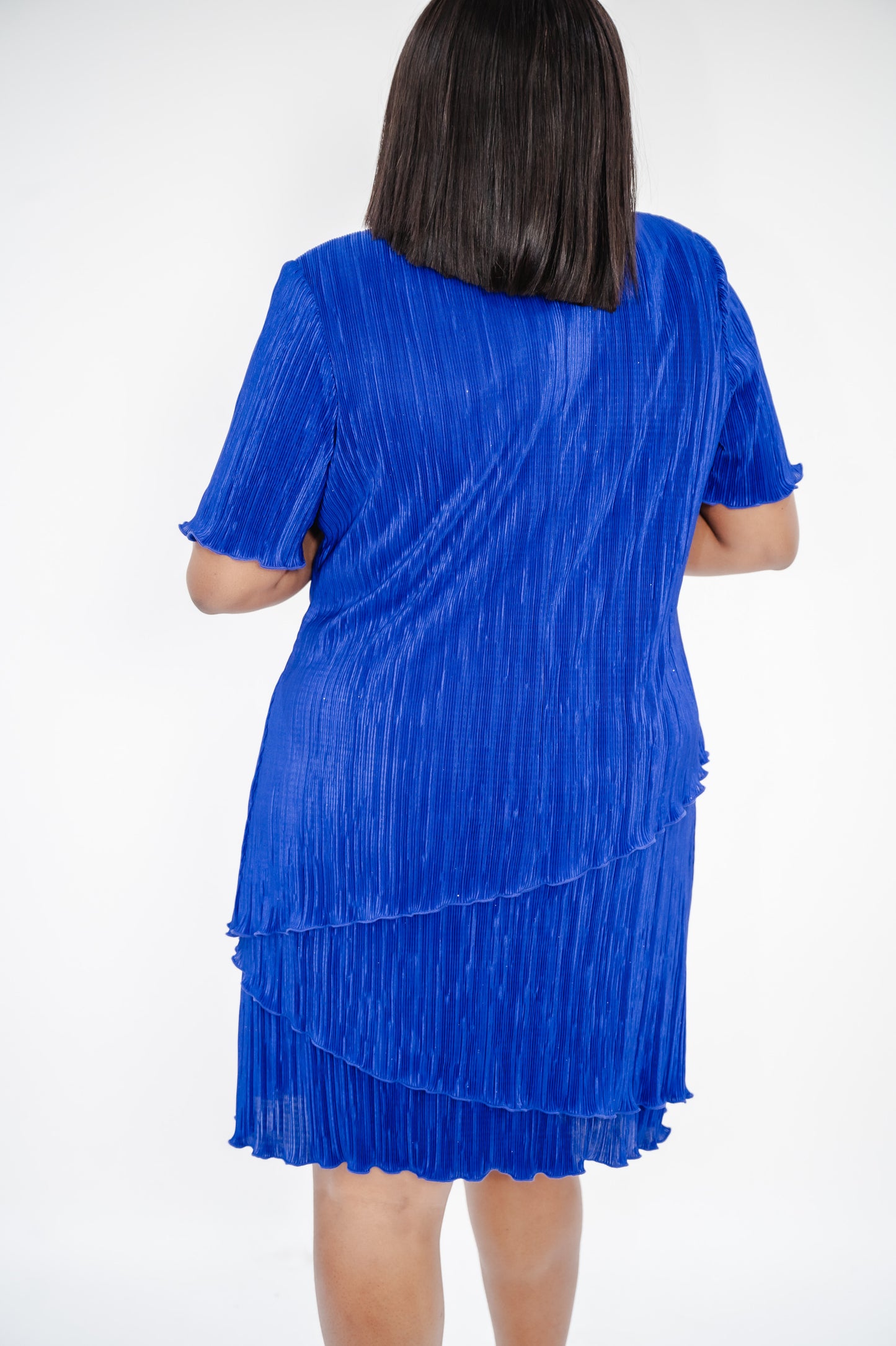 CONNECTED Plus Size V-Neck Short-Sleeve Tiered Dress