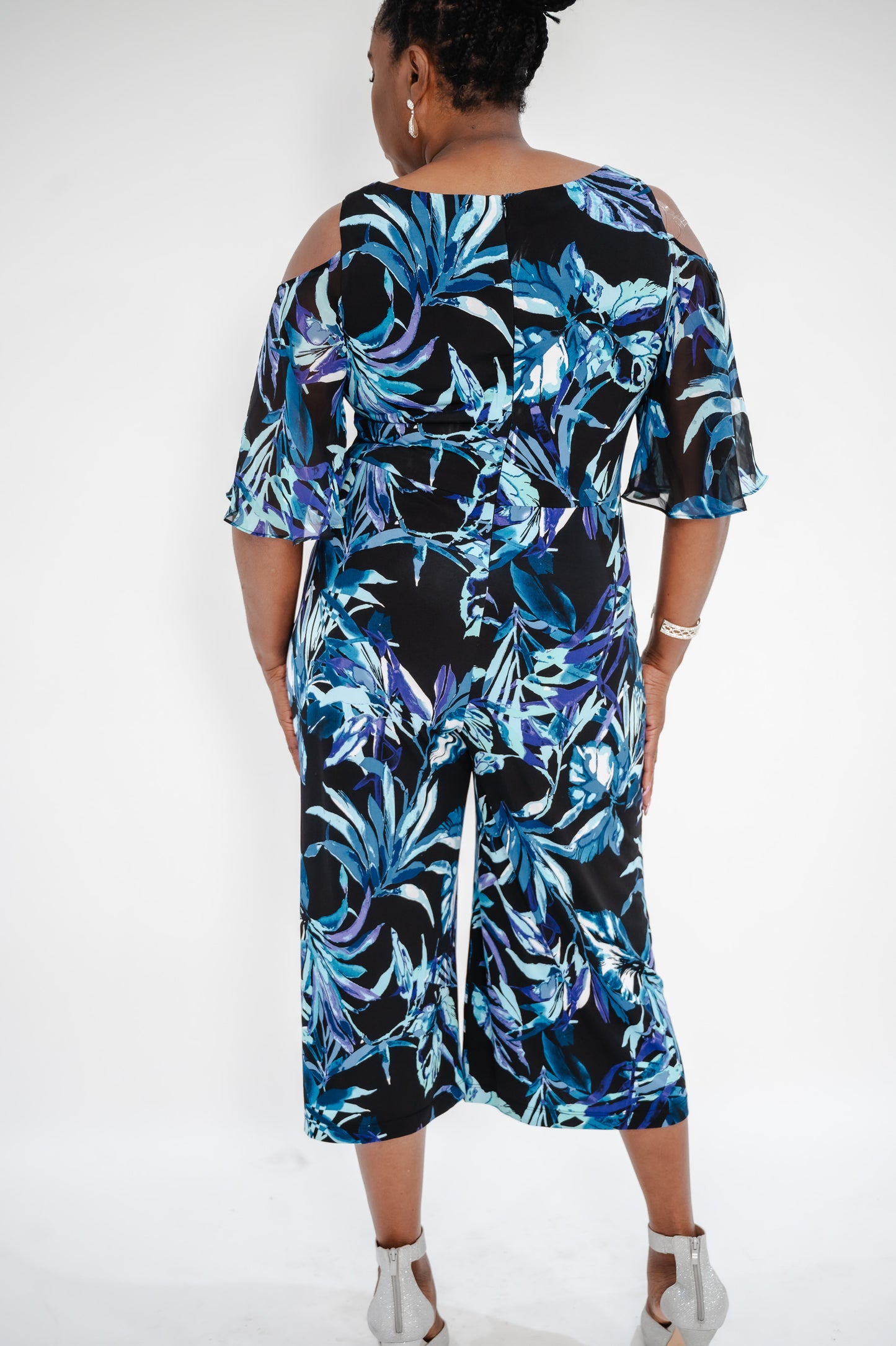 CONNECTED APPAREL Women's Printed Wide-Leg Jumpsuit